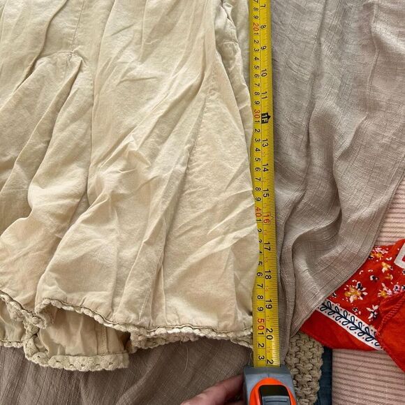 Vintage y2k cotton cream ivory ruffle pleated skirt size large - Picture 7 of 7